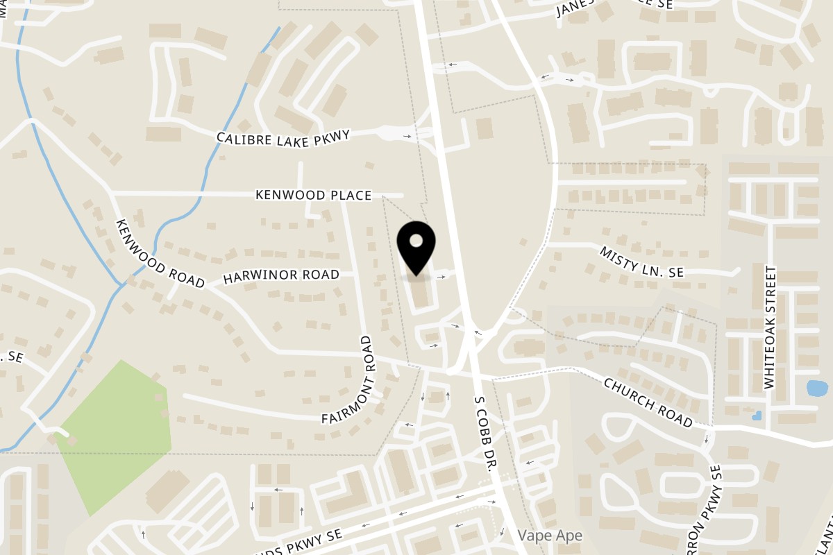 Map showing the location of Monterrey Mexican restaurant 21 Kenwood Plaza on 4924 S Cobb Dr SE in Smyrna